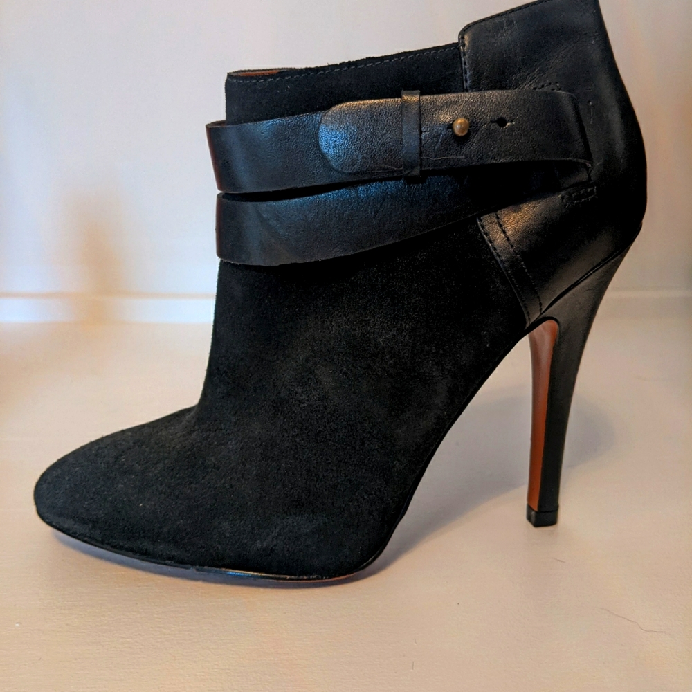 Nine West Suede & Leather Black Booties w/ strap detail